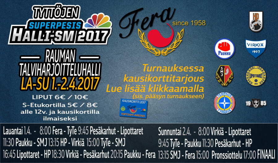 B-tyttöjen hallimestaruus ratkeaa Raumalla viikonloppuna