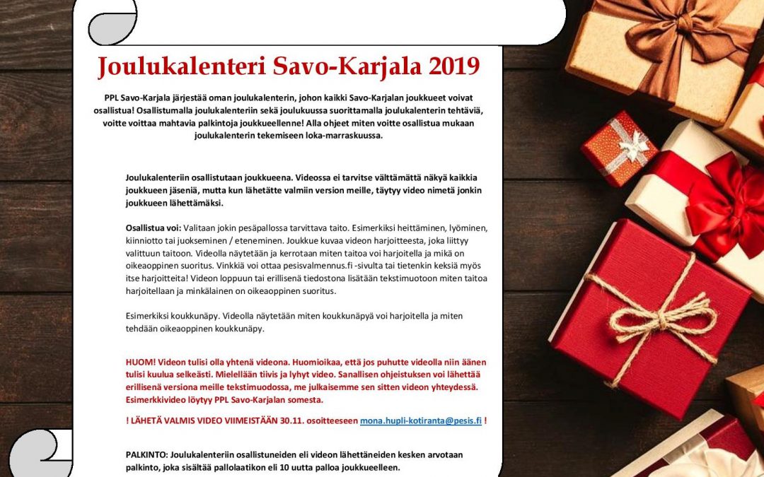Osallistu joukkueesi kanssa Savo-Karjalan joulukalenterin tekemiseen!