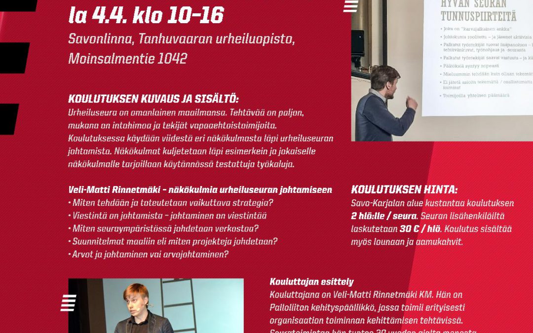 Infotilaisuuksia ja koulutuksia tarjolla Savo-Karjalan alueella!