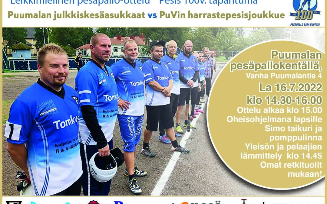 Julkkikset tähdittävät Puumalan pesisiltaa heinäkuussa − kansanedustaja Aino-Kaisa Pekonen odottaa huumoripitoista ottelua